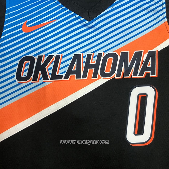 Camiseta Oklahoma City Thunder Russell Westbrook #0 Ciudad 2020-21 Negro